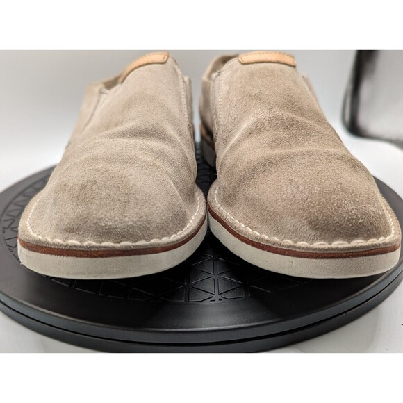 Clarks Slip On Loafers Mens 11.5 Beige Suede Leather Details Comfort Logo main image 6